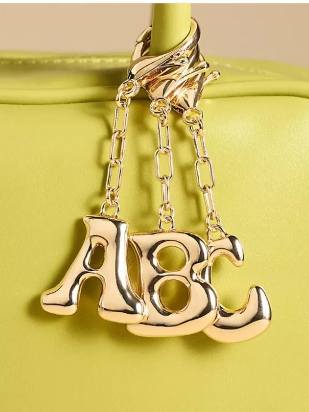 NWT Anthropologie Gold Bubble Monogram Initial M Letter Bag Charm Keychain